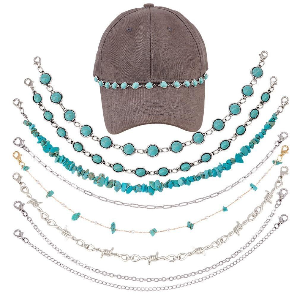 2054 8 Pcs 8 Styles Trucker Hat Chains, Hip-Pop Style Trucket Hat Charms